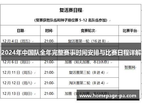 2024年中国队全年完整赛事时间安排与比赛日程详解 2024年中国队全年完整赛事时间安排与比赛日程详解